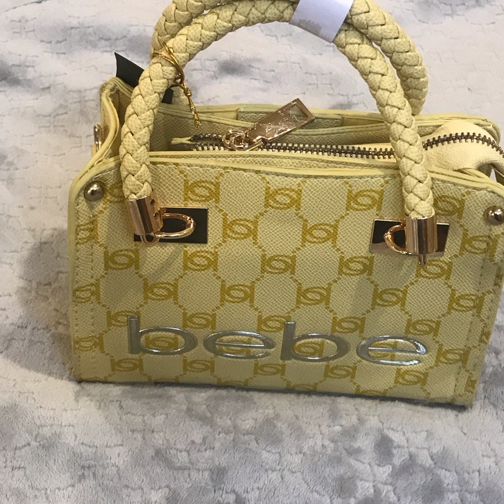 Bebe Yellow Mini Bag with Logo Pattern